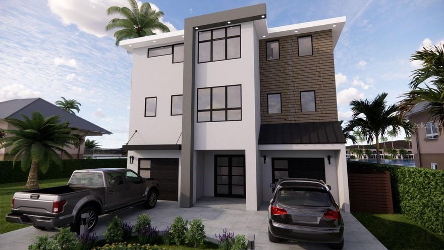 One or more photo(s) has been virtually staged. Pre-Construction. To be built. – by local premier DESIGN|BUILD company LUBKE. LUBKE specializes in coastal, custom luxury homes. With an uncompromising process of quality and systems, concrete shell and complete custom luxury homes, you will not be disappointed. This future home can be designed to meet your every need and desire. Complete with 5 Bedrooms, 5 Baths, Office, Kitchen, Pantry, Large Family Room, dining room, and spacious decks overlooking the beautiful intercoastal waterways of the Gulf Coast. 100% masonry home with impact windows and doors this is built to last. This home features an open floor plan designed for the luxury buyer. With the 5 Bedrooms, 5 Baths, a dining room, and a pool, this home is perfect for the whole family and friends! The custom mill work, wood staircase, solid core 8 foot doors, and beautiful hard wood or tiles floors truly make this home a show piece. The chef’s kitchen features gas appliances with a massive island to keep your guests part of the action. Elevator from garage to the top floor. With low e impact windows, icynene insulation, tank less gas water heater, heat pump AC, and a concrete tile roof, this home is also energy efficient. (4) car garage with additional flex space available at ground level. With large garage spaces and access to your dock and boat-lift it makes every car and boat enthusiasts jealous. This home to be built can be designed and selections made to provide the future home you always dreamed of. Located in Madeira Beach, you just walking distance from activities, beaches and restaurants. This is the perfect place to build the home you always wanted - alternate build designs available for this size lot. *Lot may be purchased without new build option* Seawall was new in 2022. Property has existing 60ft Composite Dock with 13k Boat lift.