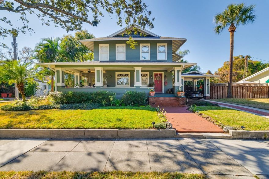 Imagine coming home to a beautiful 1920s Craftsman home nestled in the heart of Historic Hyde Park, all on a generous corner lot! This charming home boasts a sprawling front porch and breathtaking views of the sparkling waters along the iconic Bayshore. Just a short walk away, you’ll find yourself in Hyde Park Village, where you can explore delightful dining spots and boutique shops. Inside, you’ll discover a classic home with gorgeous original hardwood floors, a lovely wood-burning fireplace, and beautiful architectural windows that bring a touch of historic charm. The living room is spacious and bright, with the fireplace as the perfect centerpiece. The home office is designed to make your daily work a pleasure, featuring bead-board ceilings, wood plank walls, large windows, and natural light with amazing views of the waterfront. The formal dining room is the heart of the home, with details like dental crown molding and beautiful artistic windows. The eat-in kitchen is a cook’s dream, complete with a separate bar/wine room, beautiful stone countertops, maple wood cabinetry, abundant natural light overlooking the backyard and swimming pool. Adjacent to the kitchen is a cozy sitting room, ideal for relaxing and watching TV. The downstairs bedroom is perfect for guests and doubles as another wonderful home office. The primary bedroom also offers lovely bay views, a walk-in closet, and a spacious en-suite bathroom with a classic soaking tub and separate shower. The remaining bedrooms upstairs are light and bright, with the back bedroom featuring a bonus room for one lucky person. The full-size laundry room is centrally located, making laundry a breeze with a wash sink, cabinetry, and countertop for folding. Outside, you’ll find a generous-sized backyard with a covered patio and an enclosed TV, perfect for outdoor entertaining by the large swimming pool. This is Hyde Park Living at its finest! ***See 3D Virtual Tour: https://my.matterport.com/show/?m=yHJe7hh1hLK&mls=1