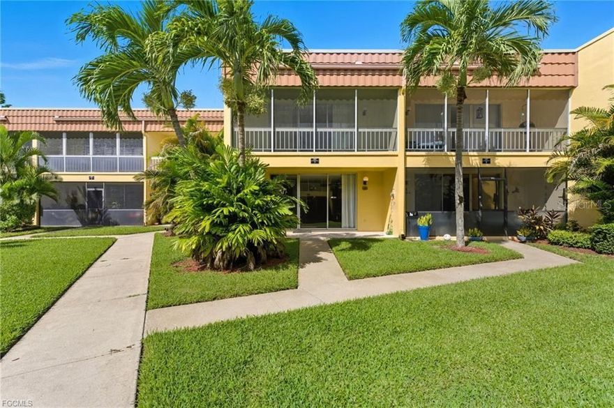 Welcome to your turnkey townhome retreat in the desirable Del Prado Park community, just minutes from some of the best restaurants, shopping, and beaches Florida has to offer. Located in a peaceful 55+ neighborhood, this beautifully maintained residence offers the perfect balance of comfort, convenience, and low-maintenance Florida living. Step inside to find a bright, open floor plan designed for both everyday relaxation and effortless entertaining. The well-appointed kitchen features full appliances, ample cabinetry, and generous counter space—ideal for preparing and sharing your favorite meals. Just off the kitchen, a flexible dining or den area provides the perfect spot for a home office or cozy dining nook. Upstairs, you’ll find two spacious bedrooms, each with its own full bath and access to a screened balcony where you can enjoy your morning coffee or evening breeze. A first-floor half bath adds extra convenience for guests. Enjoy the outdoors from your private courtyard patio, perfect for relaxing or light gardening. Residents of Del Prado Park enjoy fantastic amenities, including a clubhouse and sparkling community pool—just steps from your front door. With quick access to Del Prado Blvd, you’re only minutes from shopping, dining, and entertainment.