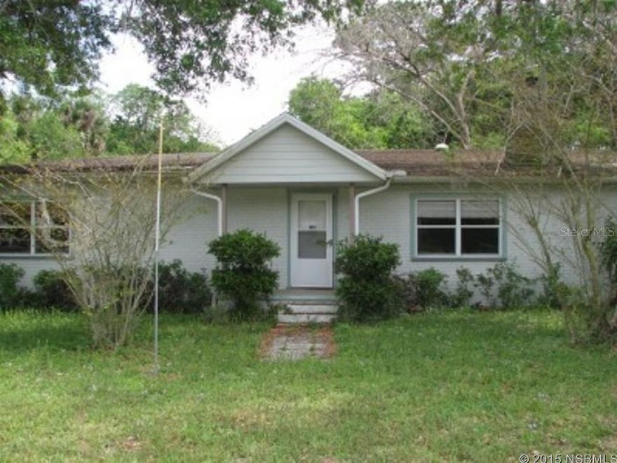 RECENT IMPROVEMENTS MADE, MORE TO DO for investors, handymen, and folks who don't mind rolling up their sleeves to save a few bucks. If you are looking for an opportunity to put your own personality into a "diamond in the rough" that just needs a little TLC, you just found it...what potential, with tons of country charm and yet close to all that New Smyrna Beach has to offer...just a short 5 minute drive from State Road 44. From the moment you pull in the drive way the potential is evident with the deep lot surrounded by trees providing privacy and country appeal. Enter in through the front door and your eyes go right the stone fireplace, but at the same time you can't help noticing the real wood floors, take a few more steps and you will see the recently remodeled country kitchen. This desirable 3 bedroom 2 bath 1,810 sq. ft. floor plan offers a split bedroom arrangement and a living room as well as a family room...so everyone can spread out. The attached enclosed carport provides plenty of room for storage and to keep your vehicle secure. If you like to spend time outside, the deep, private country lot, is ideal for for starting a garden or just relaxing in the sun. Hurry, affordable, spacious homes with oversized private lots in desirable areas move fast in this market! ;Water: City