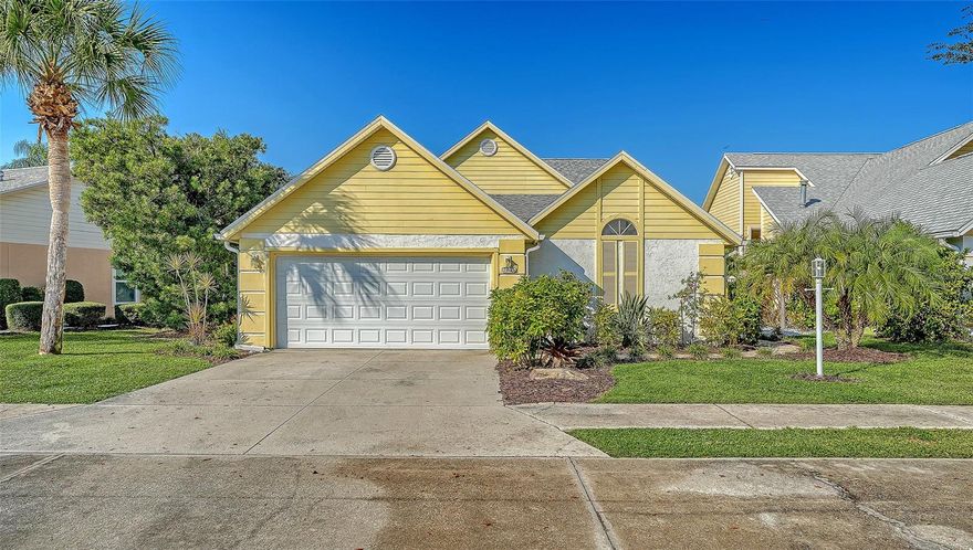 Tucked away in the charming and centrally located community of Treetops; one of Sarasota’s true hidden gems, this delightful home offers an inviting blend of comfort, charm, and convenience. Situated on a spacious corner lot surrounded by mature landscaping, the property immediately welcomes you with a cheerful, light-filled atmosphere that makes the entire space feel warm, happy, and uplifting. Inside, the home features a bright and open floor plan with soaring vaulted ceilings that enhance the sense of space. Natural light pours into every room, creating an airy, joyful environment from morning to evening. The generously sized living areas offer wonderful flow, making the home feel both cozy and comfortably spacious. A versatile flex room with pocket doors serves as a perfect den, reading nook, or home office—ideal for remote work or quiet relaxation. The eat-in kitchen includes ample counter space, abundant cabinetry, a closet pantry, and a charming breakfast nook overlooking a private courtyard. This sweet outdoor space is perfect for sipping your morning coffee, growing your favorite plants or herbs, or simply enjoying sunshine and solitude. The living room opens seamlessly to a large screened lanai with serene lake views, offering an ideal spot to unwind or entertain. Beyond the lanai, the expansive paver patio provides even more room for outdoor dining, lounging, or hosting guests. Whether you’re starting your day in the gentle morning light or ending it with a glass of wine at sunset, the indoor-outdoor living spaces make every moment feel special. Additional highlights include granite countertops in the kitchen, an excellent split-bedroom layout, generous room sizes, and a new roof scheduled as of August 2025. The entire home presents as cheerful, fresh, and lovingly maintained—truly a happy place to call home. Treetops offers low HOA fees and a pet-friendly lifestyle with a heated community pool and cabana, tennis court, and included basic cable and internet. Centrally positioned near University Parkway, UTC, downtown Sarasota, and Lakewood Ranch, the location provides quick access to shopping, dining, parks, and major roadways, making everyday living exceptionally convenient. This bright and joyful home is a must-see for anyone seeking charm, comfort, and privacy in a beautifully kept community.