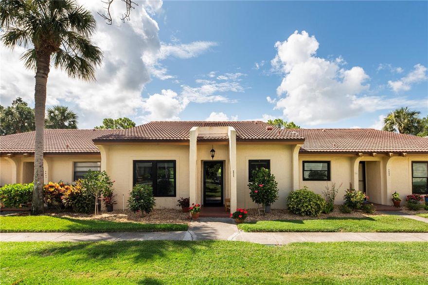 Under contract-accepting backup offers. Welcome to the Meadows! This rarely available updated villa, within the highly sought after neighborhood of Briarfield, features two bedrooms with oversized closets, two bathrooms, newer flooring throughout (no carpet!), and a light and bright kitchen with all new stainless-steel appliances. While other villas might have a carport, this unit has a one car garage. Recent updates include a brand-new HVAC and attic blown insulation. Begin or end your day on the private lanai with beautiful golf course views and fresh new landscaping. The lanai also has a large storage closet. Additionally, this home features impact windows, recently relined pipes, and crown molding.  The Meadows is home to 1650 acres of open space, 14 miles of walking and biking trails, and over 85 lakes and waterways. There is an abundance of canopied oaks, preserve areas, playground, shopping village, and three restaurants. Meadows Country Club membership is optional but offers many different types of memberships from social to full golf memberships, which includes three 18-hole golf courses, 17 Har-tru tennis courts, pickleball, Jr. Olympic swimming pool, a brand-new fitness center, library, and several dining venues. All Meadows owners receive the Renaissance Access Plan which extends homeowners access to the Country Club amenities including the Jr Olympic pool, pay to play on two of the golf courses, the fitness center, and dining. You are only minutes to The Mall at UTC, the future state of the art Mote Marine Aquarium, Nathan Benderson Park, Whole Foods, and University Parkway with an abundance of restaurants and shopping.