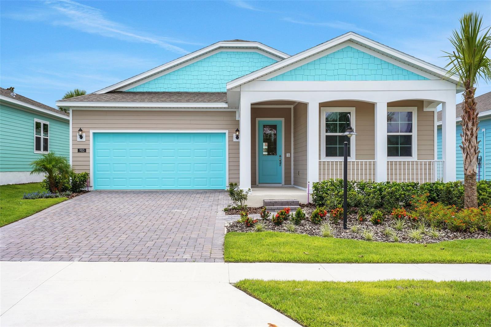 One or more photo(s) has been virtually staged. Charming Key West-Style Home in Gated Green Key Village! This spacious Fairfield floor plan
features 3 bedrooms, 2 baths, and a 2-car garage. Enjoy an open-concept layout with upgraded laminate flooring, 8' doors, 5.25" baseboards,
and a 9' sliding glass door leading to a covered lanai—perfect for indoor-outdoor living. The kitchen offers a central island with quartz
countertops, walk-in pantry, and upgraded 42" stained Quill cabinets. The primary suite includes a generous walk-in closet and private bath.
Additional highlights include a large laundry room and brick pavers on the driveway and walkway. Community Amenities: Gated entry, resort-style
pool, pickleball, tennis, basketball, dog park, firepit with seating, picnic areas, and a community garden. Live the Florida lifestyle in this energyefficient home located in sought-after Green Key Village!