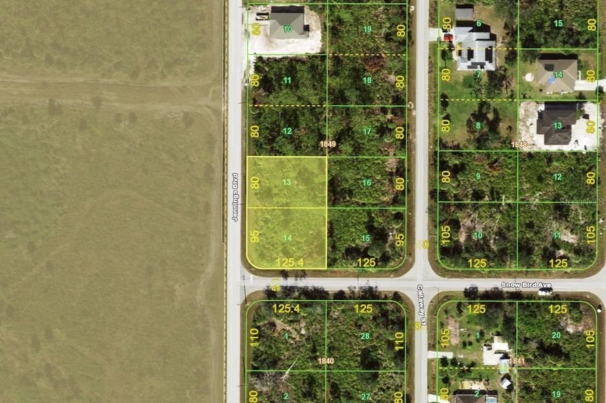Exceptional opportunity to own a double vacant residential lot at 12006 Snow Bird Ave in Port Charlotte, offering added space and flexibility for your future home. This oversized parcel provides ample room for a custom single-family residence with expanded outdoor living options. City water is available, adding convenience for future construction. The property is located in Flood Zone X on FEMA maps. Situated on a quiet residential street with nearby homes, this lot offers convenient access to shopping, dining, schools, and major roadways while maintaining a neighborhood setting. No HOA restrictions reported. Buyer to verify zoning, lot dimensions, utilities, flood zone designation, and building requirements with Charlotte County.