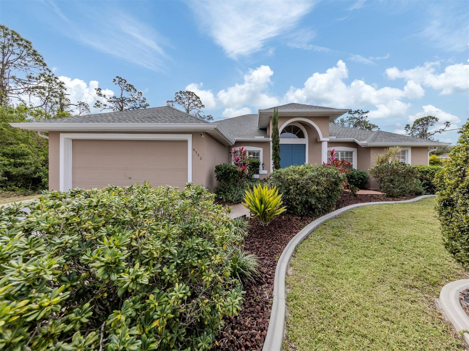 Dream home alert! Welcome to this stunning four-bedroom, three-bath beauty in a prime neighborhood. With an expansive 2,300-square-foot open floor plan, this home offers a large great room with pool views, ideal for entertaining. highlights include lavish primary suite, a spa-like retreat with a walk-in shower, soaking tub and separate vanity sinks. Meticulously maintained and move-in ready with a new roof. Outdoor oasis with an amazing lanai featuring a sparkling pool, ideal for summer barbecues and relaxation. Convenient location just minutes from shopping, golf, entertainment, medical facilities and award-winning beaches. In a serene, non-flood zone neighborhood with no HOA, this home offers peace of mind and exceptional curb appeal. Don’t miss out on your chance to own this slice of paradise. Contact us today for a private tour.