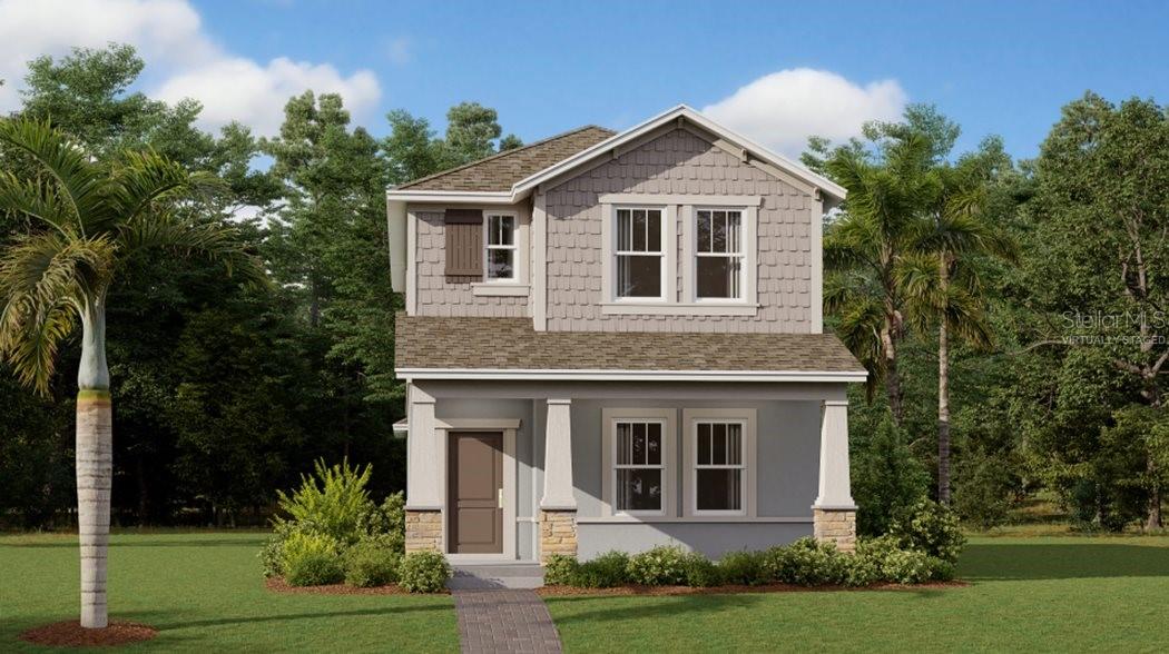 One or more photo(s) has been virtually staged. Under Construction. This new Rainier two-story home design combines comfort and elegance. It features a large first-floor foyer and family room right inside the entry, plus a dining room for memorable meals, a kitchen for inspired cooks, a bedroom ideal for overnight visitors and a lanai for outdoor living. Upstairs are two secondary bedrooms and the lavish owner’s suite with a full-sized bathroom.
Every home comes with Lennar’s Everything’s Included® promise, which includes new appliances as well as quartz countertops, and more in the price of your home. Residents enjoy a relaxing resort style swimming pool and fully equipped playground. There are great schools, and the community features proximity to major highways including FL-429 and FL-414, providing convenient commutes and travel. Nature lovers will have access to natural springs and wildlife parks, including King's Landing, Wekiwa Springs State Park and more.
Bronson’s Ridge has the perfect balance of convenience and nature.