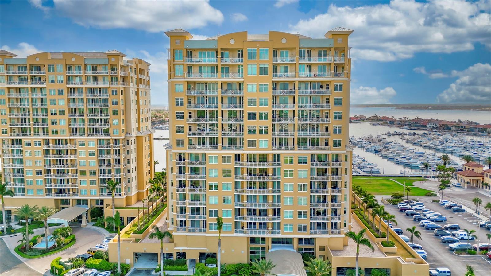 Experience the carefree, luxury lifestyle in this superior condition, highly sought after, Rapallo floor plan condominium in the community of Bel Mare at Riviera Dunes. This exquisite 3 bedroom, 3½ bath, private office condominium has nearly 3,000 square feet of living space and water views from nearly every window. The 427 square foot private balcony offers spectacular views of the Manatee River, downtown Bradenton, the Skyway Bridge, and the entrance to the Gulf. The owner’s suite boasts a private ensuite bath with a walk-in shower, soaking tub, and dual vanities, two walk in closets and a private terrace entrance with a beautiful water view. Both large ensuite guest bedrooms have walk in closets and are enhanced buy lots of natural light and unparalleled views. This unit also contains a large chef’s kitchen with like-new appliances, separate dinette and it is next to main dining and living areas, all with amazing water views. As a resident of Bel Mare, you have the unrivaled benefit of the world class amenities located exclusively in this community including 4 pools, hot tubs, grilling areas, social room, pool room movie theater and rental guest suites. Bring you boat, no matter how big, because the Marina at Riviera Dunes has optional boats slips for sale and rent. The community of Riviera Dunes also boasts a great on-premises restaurant and is pet friendly with special designated dog walking areas and walking paths. Residents of Riviera Dunes also have full access to the on-site Marriott Beach Club, which also houses a newly updated gym and lap pool. As a resident of Bel Mare your membership in the club is included. The community is located just a few miles from Sarasota’s great downtown vibe, and you are always just a short drive from all of the Suncoast’s world-class beaches. Most importantly, Bel Mare is a very fiscally sound condominium community with many recent and on-going upgrades and improvements. Can be purchased turnkey, fully furnished, under separate sales contract. Call the listing agent today for a private showing of this very special property and join the Bel Mare community. You will not regret it.