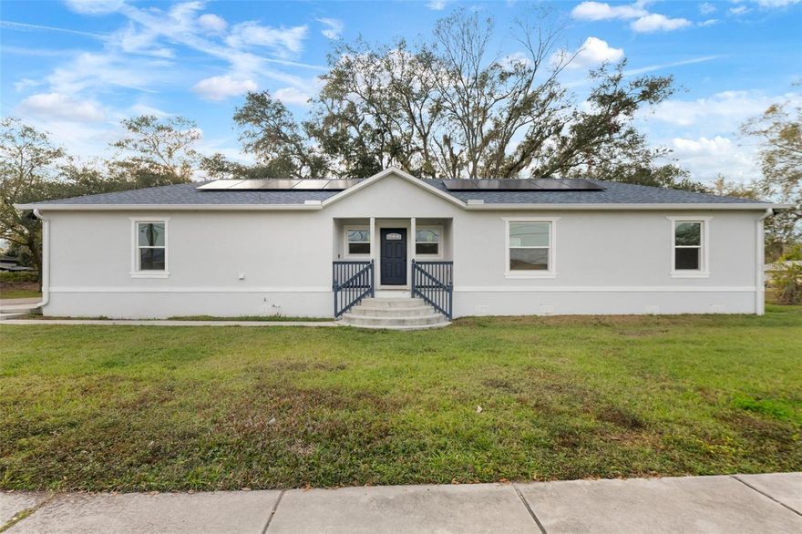 This 3 bedroom 2 bath 1 car garage home with a wide-open floor plan is on a 50x146 corner lot located in the growing downtown Plant City and is directly across from a park. Chefs kitchen with an 8ft center island, custom crafted kitchen & bath cabinets granite countertops. Stainless steel appliances, energy-efficient LED can lights throughout, Argon Gas filled double-paned windows. This home has solar panels. No HOA or CDD and 5 minutes from I-4 for easy access to dining and shopping.