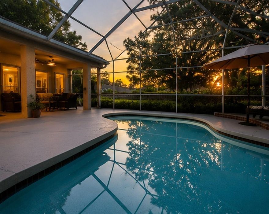 One or more photo(s) has been virtually staged. Welcome to this thoughtfully renovated pool home in sought-after Bay Oaks Estates, perfectly positioned on an oversized 0.38-acre corner lot in the heart of Osprey. Featuring 3 bedrooms plus a dedicated office with sliding glass doors, 10-foot ceilings, a huge fenced backyard, and extensive modern updates throughout, this move-in-ready residence offers a rare blend of style, comfort, and Florida living. Outdoor Living — One of the home’s standout features is the oversized fenced backyard, offering a level of outdoor space, privacy, and flexibility that is increasingly difficult to find. The screened lanai, private pool, and expansive outdoor living area create the perfect setting for entertaining, gathering with friends, or enjoying relaxed Florida living year-round. Curb Appeal & Updates — Framed by mature landscaping and a newer concrete tile roof (2021), the home creates a welcoming first impression from the moment you arrive. A large driveway and covered parking area provide abundant parking and convenience. New flooring throughout (2025), updated lighting, fresh interior paint, and carefully selected finishes create a clean, cohesive modern aesthetic rarely found in the neighborhood. Interior Features — Inside, 10-foot ceilings, abundant natural light, and a thoughtfully designed layout create an elevated sense of space and openness. Smart-home features include an Ecobee thermostat, keypad entry, and a Samsung all-in-one smart washer and dryer. Kitchen & Primary Suite — At the center of the home, the fully remodeled kitchen combines style and function with granite countertops, white shaker cabinetry, stainless steel appliances, modern finishes, and an expansive breakfast bar that opens seamlessly to the main living spaces. The spacious primary suite serves as a true retreat with two walk-in closets and a beautifully remodeled bath featuring quartz countertops, dual vanities, a freestanding soaking tub, and a frameless glass walk-in shower. Location — Perfectly positioned between The Oaks Club and Stoneybrook Golf & Country Club, Bay Oaks offers the feel of luxury golf-course living without the associated fees. Families will especially appreciate being just 3 miles from Pine View School, consistently ranked among the top public schools in the nation. Just 6 miles from Siesta Key and 4 miles from Casey Key, this prime Osprey location places you near marinas, golf courses, the Legacy Trail, shopping, dining, and Sarasota’s coastal lifestyle.