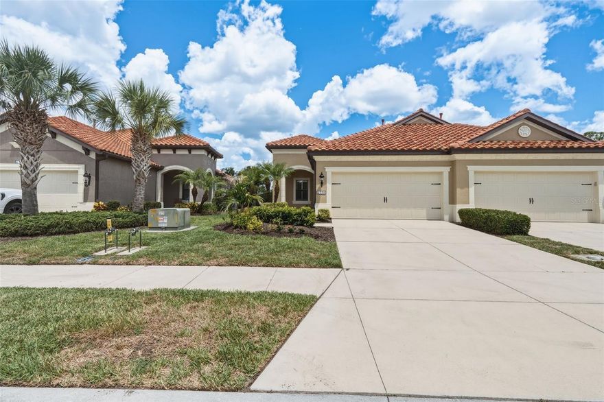 Welcome to this two bedroom + den, two bath residence, in the highly sought after community of Milano in Nokomis. This villa is perfectly positioned near the end of a quiet cul-de-sac, backing to a private pond and preserve —a rare setting that offers exceptional privacy. This villa lives like a single-family home and features light-filled living spaces, a functional split-bedroom floor plan, natural gas appliances, low HOA fees, and maintenance-free living. This home features upgrades such as a tray ceiling, crown molding, plantation shutters throughout, and tile flooring throughout the entire home— NO CARPET! The kitchen features upgraded cabinets & countertops, under cabinet lighting, stainless steel appliances, closet pantry, and an island with seating. The washer and dryer convey with the home. Enjoy your morning coffee or an evening cocktail in your very own extended lanai! For peace of mind during storm season, the entire home has hurricane shutters. Located in an X flood zone so no need for flood insurance. Milano is a gated, resort-style, natural gas community, with top-tier amenities including a heated pool & spa, clubhouse, outdoor pavilion, tennis/pickle ball courts, dog park, and bocce. There is even a lifestyle director on staff to organize events for the community. The HOA is just $847.54 per quarter and pays for the amenities, various activities, landscaping of the common areas, and community gates. There is NO CDD fee in this community. Owners may rent their property on a six-month minimum lease period. Publix grocery store is 2.6 miles away, Venice Island/downtown Venice 6.5 miles, downtown Sarasota 17 miles and your choice of Venice and Nokomis beaches are 7 miles away with other beach options just a few miles further. Venice Island is known for its beaches, shopping, dining, splash pad, parks, playgrounds, fishing pier, tennis courts, weekly farmer’s market, tons of events, and so much more! Schedule your showing today and start living the Florida lifestyle! (See floorplan in photos.)
