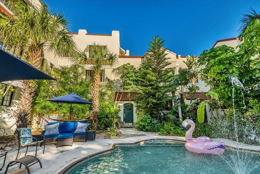 This is your chance to own a piece of Old Florida History at the beautiful Point Pleasant Studios in Downtown Bradenton. This Third Floor Walk Up Studio is offered Turn-Key, Fully Furnished, and overlooks the lush courtyard and fountain pool below. Open the Windows to listen to the sounds of nature and the water feature below. Stroll the sidewalks and take in the Old Florida charm of Southern homes and overhanging mature trees dripping with Spanish moss. This studio condo is a dream, and situated just a couple of blocks from Downtown Riverwalk where you have an abundance of restaurants, bars, and shops. With the separate bathroom and kitchen you will feel right at home. Laundry is on site. This would be the perfect suite to overwinter, enjoy as a second home, or to utilize as your own personal hotel space while you are in town. You will also be a short distance to the Library, Bishop Museum, and Public Transportation. You will love walking Riverwalk and enjoying watching the yachts, gorgeous sunsets, and downtown markets and events. Bring ALL offers! Stop by and see this remodeled 1920's Gem today!