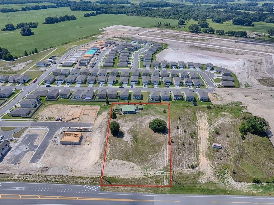 Already in the city limits of Bushnell with access to city water and city sewer. Designated as the Commercial out parcel for the planned unit development next door, the future land use for this parcel is general commercial. C1, C2 and C3 zoning uses allowed per the city of Bushnell. Currently approximately 84 homes in phase 1 and 2 with a total buildout of about 520 single family homes according to projections for The Sumter Villas neighborhood. Easy access to The Florida Turnpike and Interstate I 75. High traffic, high visibility parcel. 
Approximately 1.34 acres all high and dry. Premium location. There is currently a tenant in the home that is on the property. There was no value given for the structure. Close to The Villages. For more details, call today.