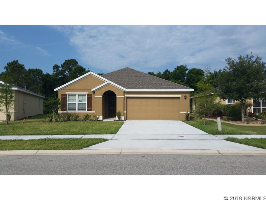 Be the first to live in our new 3 bedroom 2 bath home located in the tranquil Edgewater Lakes subdivision. Living area offers and open floor plan and the bedrooms are on a split floor plan. The kitchen overlooks both the living and dining area which allows you to interact with family and/or visitors while entertaining. Your master bedroom has a separate en-suite with a walk in closet, separate powder room and a large, double vanity area with shower. Interior laundry area with washer/dryer included. The backyard overlooks conservation area. This is a lovely home that won't last long!