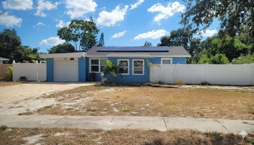 MUST-SEE this pool home just minutes from the beach. This 3-bedroom, 2-bathroom home with a 1-car garage is a true gem in a prime location. The property has a private big backyard, with covered porch, and a sparkling pool perfect for entertaining or relaxing. A storage shed in the backyard conveys with the sale—perfect for all your tools, toys, or workshop needs! A Brand New 2025 Roof and a recently replaced A/C system mean worry-free living from day one. NO HOA, NO CDD, and located outside the flood zone. Keep in mind that the property is tenant-occupied and some pictures were taken before. Contact us today for a private showing!