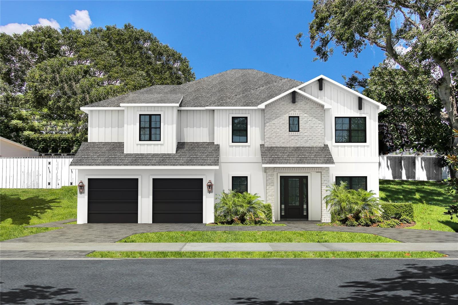 Under Construction. READY August 2025!!! BRAND NEW TB Home's Traditional Farmhouse Style in Swann Estates! Over 18' building elevation! Circular Driveway! Salt-Water Heated Pool, Outdoor Kitchen & Beautifully Landscaped for ultimate Privacy. The nearly 1/4 Acre Lot allows for the pool to run vertically with an Enormous backyard. 2 Story Block, Impact Rated Windows/Doors & Sprayfoam Insulation! Stunning interior package; Wide Plank White Oak Flooring throughout, Coffered ceilings in Great Room, Level 4 Smooth Drywall Finish, Solid Core Interior doors, Surround & Sound Pre-wires, Restoration Hardware Lighting throughout, Designer Tiles, Stained wood exterior Ceilings + Many more Unique Appointments. 1st floor holds a large open concept Kitchen w/Custom Shaker Cabinets stacked to ceiling (Under-Cabinet Lighting), Cabinets are a mix of White & Natural Stained Wood, Pot filler, Sub-Zero/Wolf Appliance Package, Farm Sink, Quartz to mimic Marble w/light & bright Breakfast Nook. Formal Dining Room is accessed through Butler's Pantry ( Stained Wood Cabinetry & Wine Fridge + Chef's Pantry) complimented w/a stunning Restoration Hardware Chandelier. Study w/ glass French doors off of Foyer, Practical Mud-station, Powder Bathroom PLUS 1st floor Guest Suite w/Full Bathroom. Upper floor holds large Primary Suite w/Custom Built-out Closet. 2 good sized Bedrooms share a Jack N Jill style Bathroom, En-Suite Bedroom w/private bathroom. A large well laid out Laundry Room (lowers/uppers/sink) and a 20x20 Media/Game-Room w/kitchenette (microwave + fridge + cabinets + sink) & it's own powder bathroom. Oversized 2 car garage (31' depth on one side & 23' depth on the other side). Gorgeous 5 bedrooms (including 1st floor guest suite), Study w/glass French doors, Dining Room & Media Room make this home functionally perfect! Grady, Coleman & Plant school district! Great South Tampa location! Renderings and Photos are for inspiration only and should not be relied upon for accuracy. Refer to spec sheet for exact fixtures & finishes.