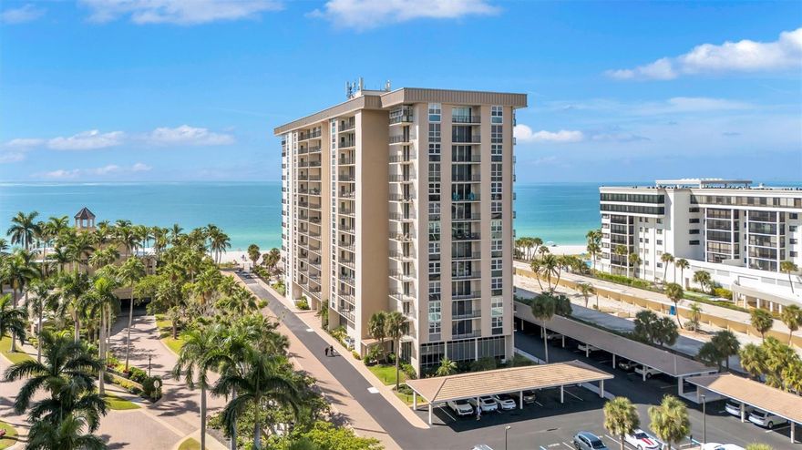 Welcome to 1212 Benjamin Franklin Drive, Unit 1105, a beautifully refreshed Gulf-front residence on Lido Key. This bright, coastal-inspired home features brand-new carpeting, stylish furniture upgrades, and is sold turnkey furnished for immediate enjoyment. Take in breathtaking Gulf views from your extra large private balcony or relax in the newly-renovated, heated beachfront pool surrounded by updated tropical landscaping. Enjoy resort-style amenities including a fitness center, clubhouse, and private beach access. Walking distance to St. Armands Circle and just minutes away from vibrant Downtown Sarasota, this move-in-ready home blends coastal luxury, comfort, and the best of Florida beachfront living.  Call today to schedule your private showing and start living the Sarasota lifestyle you’ve been dreaming of!!