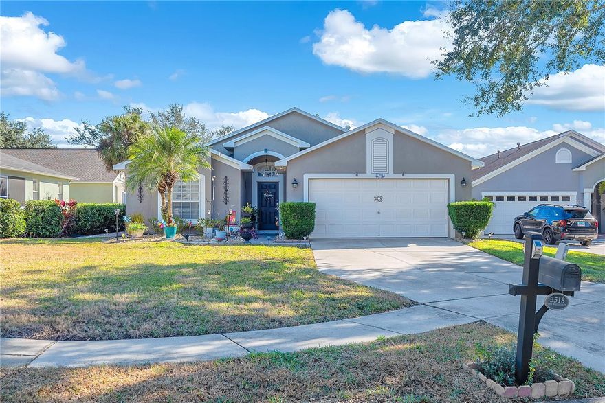 This house comes with a REDUCED RATE as low as 4.875% (APR 5.376%) as of 02/13/2026 through List & Lock™. This is a seller paid rate-buydown that reduces the buyer’s interest rate and monthly payment. Terms apply, see disclosures for more information. GATED COMMUNITY ~ POOL ~ POND VIEWS ~ CUL DE SAC ~ NATURAL GAS (IS AVAILABLE) Welcome to your own private retreat in the heart of Brandon! Nestled on a quiet cul-de-sac inside a gated community, 3518 Gray Whetstone offers the perfect blend of privacy, comfort, and beautiful natural surroundings.

Step outside and unwind in your sparkling salt water pool while taking in peaceful pond and serene nature views — no backyard neighbors, just tranquil water and lush scenery. Whether you’re enjoying your morning coffee poolside or hosting friends for a sunset swim, this large fenced backyard was made for relaxation and entertaining where kids and dogs can play. The long driveway allows plenty of space for parking and easily can fit 4 cars on it. 

Inside, you’ll find a thoughtfully designed layout that flows effortlessly for everyday living and gatherings alike. No carpet and updated plank tile throughout. Large windows invite in natural light and frame the picturesque views, creating a calm and welcoming atmosphere throughout the home. The home has newer appliances and even has natural gas hook up for the range. 

Located in a desirable Brandon community with the added security of gated access, this home offers both convenience and quiet charm. If you’ve been searching for a pool home with water views, privacy, and a prime cul-de-sac location — THIS IS THE ONE! Call today and schedule your private showing.