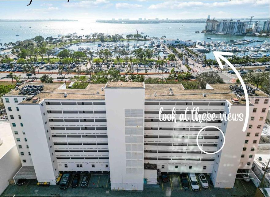One or more photo(s) has been virtually staged. DOWNTOWN LIVING WITH BAY VIEWS . . . AMAZING LOCATION . . . DOWNTOWN SARASOTA . . . MOVE IN READY . . . HURRICANE WINDOWS . . .NEW HOT WATER HEATER . . . OUTSTANDING VALUE.... Front row living in the heart of downtown Sarasota with bay views. This is the best value in Sarasota's vibrant city center. Wake up each morning to panoramic views of Sarasota Bay, marina boats and Gulf sunsets. Right outside your front door is Bayfront Park, Main Street dining, theaters, farmers markets and Marina Jack. This spacious 1 bedroom, 1 bath condo offers an incredible opportunity surrounded by beautiful views. Walkable, waterfront and priced below market, this unit is a rare chance to own in one of downtowns best locations. This is a very pet friendly building. Gulfstream Towers is a well-maintained building with amenities including a heated rooftop pool, fitness, BBQ area, social room, on-site management, and walkable to the city's best restaurants, shops, galleries, theaters and bayfront. Whether you are an investor, renovator or buyer looking to customize your home, this is the perfect condo for you offering an outstanding value. Call to schedule your showing.  All information provided by the sellers is deemed reliable but is not guaranteed.  Buyers are encouraged to verify all information independently.