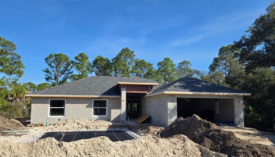 Under Construction. Step into the inviting Adams Homes 1755 model, a thoughtfully designed home offering 1,755 sq. ft. of living space with 3 bedrooms, 2 bathrooms, a versatile den, and a 2-car garage. The open concept design features a spacious family room flowing seamlessly into the dining area and modern kitchen with granite countertops and stainless steel appliances. Ceramic tile throughout the main living areas adds style and durability, while cozy carpet in the bedrooms creates comfort. The den is perfect for a home office, hobby room, or guest space, giving this home added flexibility. The private owner’s suite includes a large walk-in closet and a beautifully appointed bathroom, making the 1755 model a perfect fit for today’s lifestyle.