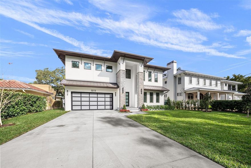 This two-story MODERN style home is located on a VERY DEEP LOT (171 FT) lot on a quiet street in Bayshore Beautiful.
Developed by Javic Homes, this residence features wide planked wood floors in all living areas as well as crown molding. First floor features both a study & guests suite as well as a stunning gourmet kitchen with an island featuring quartz countertops, Sub-Zero and Wolf appliances, gas cooktop, walk-in pantry & large dining area., all overlooking the generous sized Great Room, with an electric linear fireplace & large sliding doors opening up to the generous sized patio. Upstairs you will find three secondary bedrooms suites, all with walk-in closets + a large bonus room.. The master retreat enjoys a tray ceiling, en- suite bath with double vanities, free-standing tub & walk-in shower, and a huge walk-in closet. Your laundry room features a built-in cabinets & quartz countertop for added storage & folding space and a sink as well. Enjoy the outdoor living space with heated saltwater Pool & Spa, fully fenced back yard, relaxing & entertaining space on your covered, pavered lanai with outdoor kitchen including gas grill & beverage fridge. Other features: Contemporary 3 car garage with epoxy floors & frosted impact glass door, interior smooth walls, tankless gas water heater, security system, irrigation system, and so much more. Located in the Roosevelt, Coleman & Plant district, and near to many local restaurants. No flood insurance required!