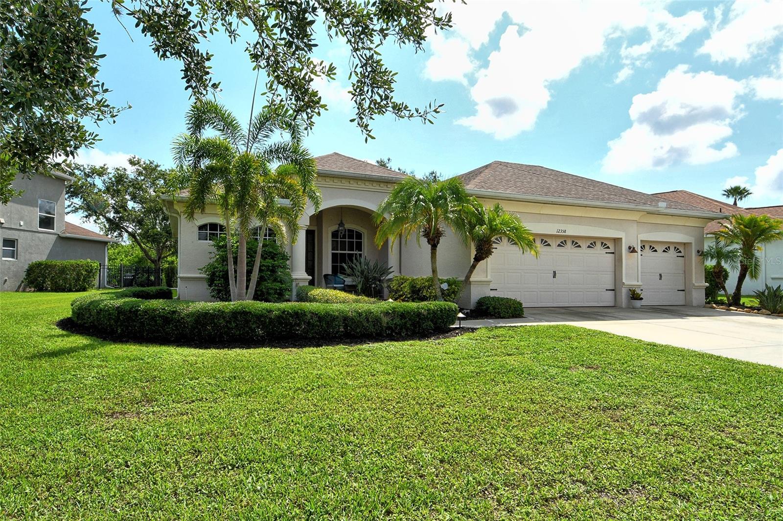 Get ready to fall in love with this incredible 4-bedroom, 3 full bath pool home! It's tucked away with a private preserve view, offering peace and quiet. The kitchen, with its granite counters, opens right into the family room making it perfect for entertaining and making memories.
The primary bedroom is your private escape, with direct access to the screened-in lanai. The ensuite bathroom is like a spa, featuring dual sinks, a walk-in shower, and a soaking tub. You'll also find tons of walk-in closets and smart storage throughout. Step outside to your own slice of paradise! The lanai features a sparkling private pool, ideal for relaxing and entertaining. Upgraded landscape lighting creates beautiful evening ambience. Plus, there's a massive 3-car garage which is a real bonus for cars, toys, or extra space! Inside, natural light pours in thanks to four skylights, making everything feel bright and airy. There's even versatile flex space perfect for a home office. This isn't just a house; it's a lifestyle! This home is also prewired for indoor and outdoor surround sound, ready for your entertainment setup. You're in a fantastic, highly sought-after gated community with amazing amenities: a magnificent community center, resort-style pool, fitness center, dedicated basketball and soccer fields, and miles of scenic trails for outdoor fun. And for the whole family, you're near world-famous beaches, several county parks, IMG Sports Academy, top rated schools, incredible golf courses, essential medical facilities, and all the fun of Lakewood Ranch Main Street and Waterside Place! This property is a must-see. This home boasts a newer roof (2020) and an incredibly low HOA at just $75 a year! Call today to schedule your private tour and make it yours!