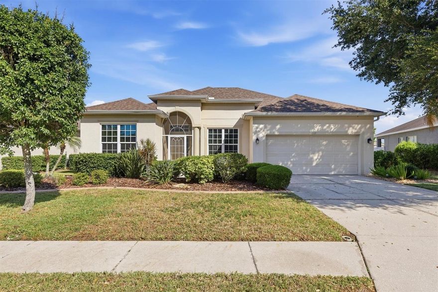 Located in the highly sought-after and conveniently located, Barrington Ridge community, this immaculate lakefront residence offers a perfect blend of modern upgrades, thoughtful design, and effortless Florida living. With a brand-new roof (2025) and impact windows and doors installed in 2023, this home delivers both peace of mind and energy efficiency for years to come.

From the moment you step inside, you’ll appreciate the clean, gently lived in home. The open-concept great room and dining area are bright and inviting, ideal for everyday living and entertaining alike.

The well-appointed kitchen features Corian countertops, 42” wood cabinetry, a stone backsplash, and stainless steel appliances, including a French-door refrigerator. An eat-in dining area and breakfast bar provide flexible space for casual meals or gathering with guests, while the adjacent laundry room adds convenience.

Designed with privacy in mind, the split-bedroom floor plan offers a spacious primary suite complete with a walk-in closet and serene views. Additional features include in-wall pest control, a radiant barrier for improved energy efficiency, central vacuum, and ceiling fans throughout.

Step outside to the extended rear patio and take in the stunning panoramic views of the lake, preserve, and greenbelt—a peaceful setting perfect for relaxing or entertaining.

Barrington Ridge residents enjoy access to a community pool with dual water slides, a playground, and park amenities. Conveniently located near shopping, dining, top-rated schools, and just a short drive to the Gulf Coast’s world-renowned beaches, this home truly checks every box.

Immaculate, upgraded, and move-in ready—this is a must-see.
