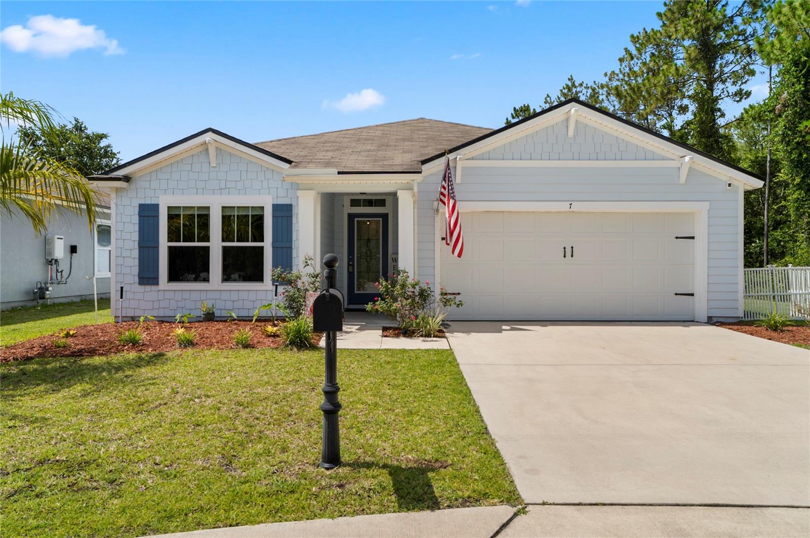 Location ~ Location ~ Location! Nestled in the serene Grand Reserve golf-cart-friendly community, this immaculate 3 bed / 2 bath single-family home offers a spacious 1,718?sq?ft of well-designed living space. Completed in 2020, the home sits on an 8,625?sq?ft lot at the end of a cul de sac backing to the park with a large reserve area to the right. Bright, open-concept layout seamlessly connecting kitchen, dining, and living areas. Functional kitchen with ample cabinet space, breakfast bar, and full appliance package. Cozy primary suite with en-suite bathroom and walk-in closet. Two additional well-sized bedrooms ideal for family, guests, or a home office. Inside laundry room. Covered and screened lanai overlooks park and opens onto a pavered patio and fully fenced yard. Prime location with close proximity to the Grand Reserve golf course and the resort style amenity center featuring pool, clubhouse, fitness center, bocce & pickleball courts, fishing pier and scenic walking trails. This is a natural gas community and is located just 15 minutes from Flagler Beach, with easy access to I-95, dining, shopping and medical.