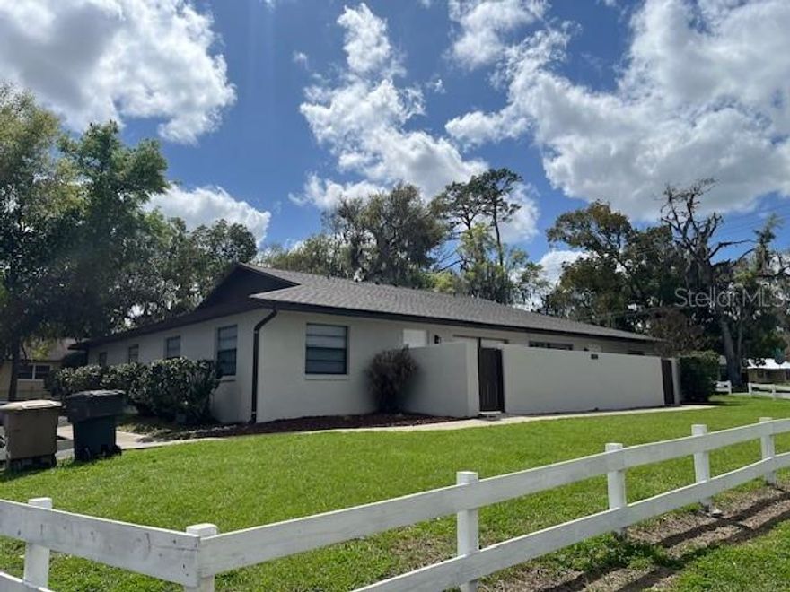 This exceptional Quad is located in an area known for consistent rental demand and the corner .30 acre lot allows for plenty of parking. It is ideally situated and appeals to long-term tenants and supports consistent occupancy. Only 5 to 7 minutes from downtown Ocala, major hospitals, restaurants, Walmart, Publix, Walgreens, etc., and there is a city bus stop close by. Approximately 20 minutes to the World Equestrian Center. A NEW ROOF was installed on 3/11/2026. Each unit has a large, private enclosed patio in the front. All 4 units have 2 bedrooms and 1 bath and they are in very good condition. There is a linen closet next to the bathrooms. There are Washer/Dryer hookups and tile floors in all the units, and each unit comes with a range and a refrigerator. The building exterior was repainted in 2023. Don't miss this chance to own a multi-unit property in an area with strong rental demand!