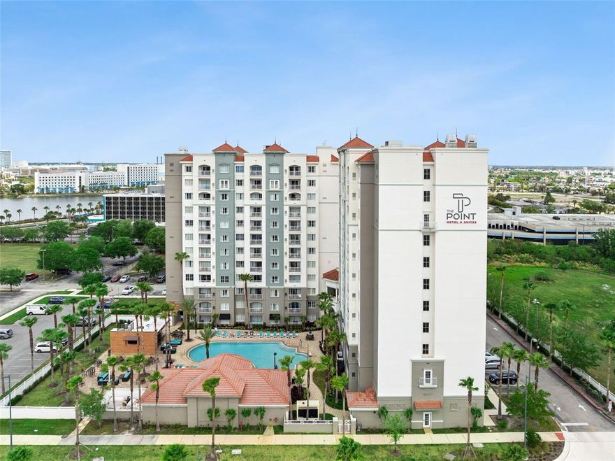 Income-producing opportunity at 7395 Universal Blvd #1205 in The Point Orlando Resort. This top-floor 2-bedroom, 2-bath condo-hotel features a rare dual-entry (lock-off) layout, allowing it to operate as one larger unit or two separate income-generating suites. The flexible configuration supports multiple rental strategies, maximize occupancy by renting both sides together or separately to capture a wider range of bookings. Ideal for short-term rental use, seasonal demand, or a hybrid personal/investment property. Owners have the option to participate in the onsite rental program or self-manage for greater control over income, offering both convenience and flexibility.

The resort offers premium amenities including a pool, fitness center, and 24-hour front desk, enhancing guest experience and rental appeal. Located just minutes from Universal Orlando Resort, International Drive, and the Orange County Convention Center, this property benefits from consistent year-round demand driven by both tourism and business travel.