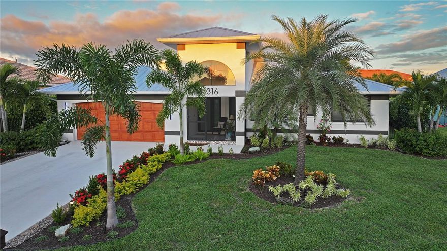 Welcome to 1316 Monte Carlo Court — a masterpiece of waterfront living nestled in the prestigious Punta Gorda Isles. This exquisitely designed 3-bedroom, 3.5-bathroom residence embodies timeless sophistication, seamlessly blending high-end finishes with serene coastal charm. From the moment you step through the grand entryway, you’re greeted by soaring ceilings, abundant natural light, and an open-concept layout that flows effortlessly between living, dining, and entertaining spaces. The gourmet kitchen is a showcase of style and function, featuring premium cabinetry, sleek countertops, and top-tier appliances — perfect for both everyday living and hosting with ease. Each bathroom has been beautifully updated, reflecting a spa-like ambiance with refined materials and elegant fixtures. The spacious primary suite offers a private retreat with tranquil water views, generous closet space, and a luxurious en suite bath designed for ultimate comfort. Outside, indulge in the Florida lifestyle with a sparkling pool and an expansive lanai ideal for relaxing or entertaining. A thoughtfully designed outdoor storage area adds convenience, while the air-conditioned garage (mini-split system) ensures year-round comfort for both vehicles and hobbies. Boaters will appreciate the private dock with a 13,000 lb. lift, offering quick access to open water  — a true haven for those who love life on the water. Every detail of this home has been carefully curated to offer a sense of tranquility and refined luxury. Perfectly situated in one of Punta Gorda’s most sought-after waterfront communities, this residence delivers the very best in design, comfort, and coastal elegance.