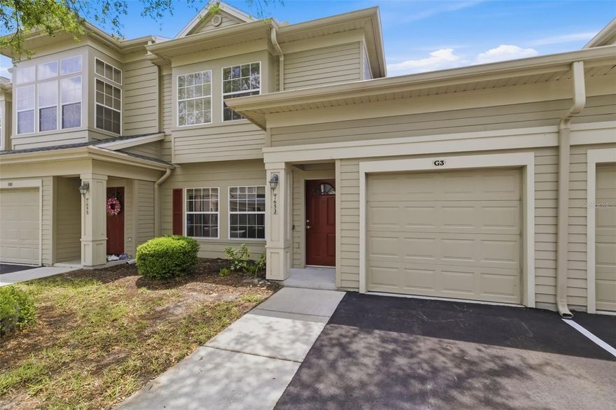 Welcome to 7653 Plantation Circle in Bradenton—a charming and well-maintained 2-bedroom, 2.5-bath property with a 1-car garage and serene water views located in heart of University Park, Carolina Landings Community. Step inside to a bright, open-concept layout featuring tile flooring throughout the first floor, offering both durability and easy maintenance. The spacious living and dining areas flow seamlessly, creating an inviting space for everyday living and entertaining. Upstairs, each bedroom features its own private en-suite full bathroom, providing comfort and privacy for residents and guests alike. A convenient half-bath is located on the main level.Enjoy peaceful mornings and relaxing evenings from the rear screened-in porch, where you can take in tranquil water views—perfect for unwinding or hosting guests in a private outdoor setting. Community features Playground, Pool, Clubhouse, Fitness Room, Gated Community. Located within close distance from UTC Mall, all major grocery shopping, restaurants, beaches and very easy access to I-75 Highway.