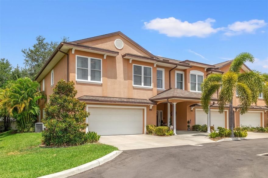 Welcome to 853 Date Palm Lane, a luxurious end unit townhome with abundant natural light nestled within the private and gated community of The Villas. Built in 2016, this newer community offers an exquisite living experience with its attention to detail and top-notch amenities. Upon entering this townhome, you'll be greeted by a sense of grandeur and spaciousness. The first floor boasts an expansive layout with sleek tile floors that span across the living room and kitchen, creating a seamless open-concept design. The kitchen is a chef's dream, featuring elegant granite countertops and ample storage space. The kitchen is equipped with a built in desk for those looking to balance work and family life. As you ascend the wooden staircase to the second level, you'll discover three well-appointed bedrooms. The primary suite is truly a retreat, offering a generous amount of space and two master closets. With this thoughtful design, convenience is paramount, allowing for easy organization and storage of personal belongings. The community itself is gated, providing an extra layer of privacy and security for its residents. Additionally, the low monthly HOA payments make living in this luxurious townhome even more appealing, as it offers a range of amenities and services for the community's enjoyment. There are a myriad of high end upgrades and options that were added after the home was purchased: additional cabinets and a desk were added to the kitchen to create an office area, additional cabinets in the laundry room and master bathroom, crown molding throughout the home, water softener and filter, with a 240 volt circuit breaker with 50 amps, a server and 4 perimeter cameras with wi-fi based mobile monitoring, monitors for the windows and garage door & an internal motion detection system. The other added bonus is the electrical charging station for a Tesla. Don't miss the opportunity to call 853 Date Palm Lane your home. With its modern interior, desirable features, and prime location within The Villas and just a short trip to Downtown and the beach, this townhome is an ideal choice for those seeking an upscale and comfortable lifestyle.