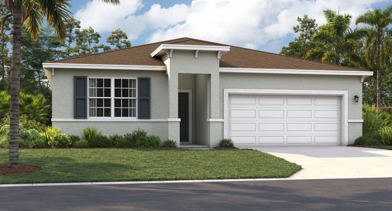 One or more photo(s) has been virtually staged. Located just minutes from outdoor activities like Lake Eva Community Park and Ben W. Graham Park and only 20 miles from Disney World, Covered Bridge at Liberty Bluff offers residents a convenient location near commuter routes for easy access to both work and play. Gather with friends and family for a lakeside picnic or keep it close to home by enjoying on-site amenities, including a pool, cabana, dog park, gazebo, and walking trails.
The Juniper offers the perfect combination of modern design and practical living. From its spacious two-car garage to an inviting outdoor deck, this home accommodates all your living needs while keeping up with today's style standards. Three main-level bedrooms located at the front of the home have access to a double-vanity bathroom and a laundry room across the hall, all thoughtfully designed for comfort and convenience! Venture further into the open-concept kitchen and dining room, which are perfect for gathering, entertaining, and spending quality time. After dinner, take advantage of the spacious 17x17 living room for quality time. The rear of the home features a primary suite complete with a walk-in closet and shower, water closet, and split vanities, providing your own personal oasis. Enjoy all these features and the Florida sunshine from your included covered lanai.