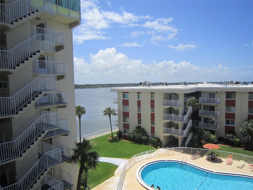 2 BEDROOM 2 BATH IN RIVERSIDE CONDOMINIUMS 5TH FLOOR WITHVIEWS OF SWIMMING POOL AND INTEROASTAL FROM YOUR OWN PRIVATE BALCONY..THIS UNIT COMES COMPLETELY FURNISHED , MAINTENACE FEES INCLUDE CABLE, INTERNET, WATER AND PEST CONTROL ALONG WITH BUILDING INSURANCE AND MAINTENACE..3 SWIMMING POOLS 2 ARE HEATED.. SHUFFLEBOARD, COMMUNITY ROOM, 2 LARGE DOCKS FOR FISHING AND VIEWING DOLPHIN AND MANATES..  ALL THIS AND JUST 2 BLOCKS FROM THE BEACH,, ;Water: City