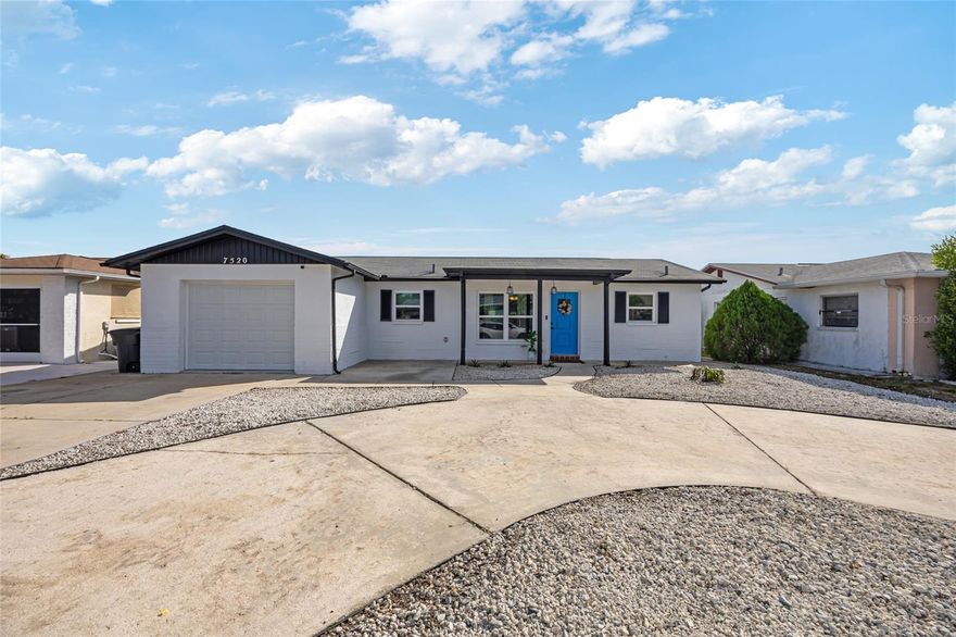 Welcome to your beautifully renovated home in the heart of Port Richey! This 2-bedroom, 2-bath single-family home blends comfort, style, and functionality. A half-circle driveway provides ample parking in addition to the garage. Step inside to an open floor plan ideal for entertaining, featuring a bright living room with hurricane-rated, energy-efficient sliding doors leading to the fully enclosed sunroom.
The dining area opens to a stylish eat-in kitchen complete with stainless steel appliances, granite countertops, and convenient garage access. The spacious primary suite offers abundant natural light, generous storage, a ceiling fan, and private sliding-door access to the sunroom. Its ensuite bath features a beautifully updated tub and shower combo with a modern vanity offering plenty of cabinet space. The secondary bedroom also includes a walk-in closet, ceiling fan, and window shade.
The renovated sunroom features new Energy Star windows, updated flooring, and heating and cooling—overlooking the fenced backyard, perfect for relaxing year-round. Recent upgrades include new attic insulation (2025), new windows (2024), and a water softener connection (2024).
Located just minutes from Werner-Boyce Salt Springs State Park, Gill Dawg Marina, and Downtown New Port Richey for dining, shopping, and local events. With easy access to Tarpon Springs, Weeki Wachee Springs, and Clearwater Beach, this home offers peaceful living with convenient access to nearby attractions.
Seller is offering a $5,000 credit toward closing costs! Plus, buyers may be eligible to receive an additional credit of the loan amount toward closing when using the seller’s preferred lender.
Don’t miss the chance to make this beautiful home yours—schedule your showing today!