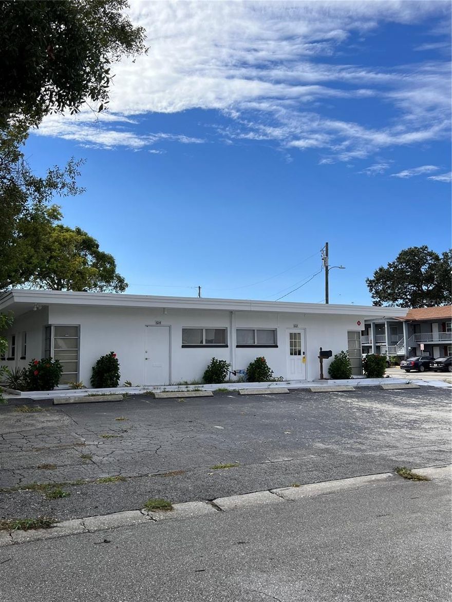 Don't pass this up! Here is a rare investment opportunity for a duplex in Clearwater, Florida. This solidly built block structure is in an X flood zone, though a small corner of the property is in an AE zone. This duplex features two large dwellings, a three bedroom, and a two bedroom. Both units have been updated with pristine and durable tile floors, new kitchen and bathroom cabinets, stone counters, and stainless steel appliances. Each unit also has their own laundry room with ample room for extra storage. Proforma rents are $1,500 and $1,800 for the 2/1 and 3/1 respectively. Hurry up and don't let this 6.9 CAP Rate property slip by.