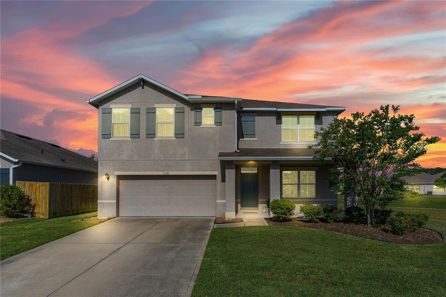 If a central Port Orange location paired with peaceful water views sounds like your kind of living, this one checks all the boxes. Tucked into the heart of the neighborhood, this newer construction home offers a thoughtful balance of convenience and calm--easy access to major roadways without the background noise that often comes with it. Inside and out, the setting shines. Water views greet you from much of the home, while the backyard delivers those picture-perfect sunset moments that never get old. With an easement to the north, you'll enjoy an added sense of space and privacy that's hard to find. Positioned near the end of a cul-de-sac, the low traffic adds to the relaxed, tucked-away feel--ideal for unwinding at the end of the day. Just a block to the west, Coraci Sports Complex offers recreation and open space, while nearby shopping plazas and The Pavilion provide easy access to dining, groceries, entertainment, and everyday essentials. Built in 2018, this home offers

the confidence of modern construction and systems, allowing you to focus less on maintenance and more on enjoying your surroundings.
Don't miss the chance to level up on lifestyle without busting beyond the budget. Room sizes are approximate; all information obtained through tax rolls and is intended to be accurate but cannot be guaranteed.