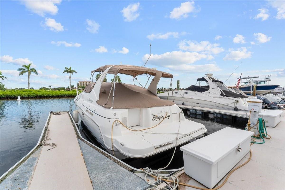 Own your piece of paradise with this premium deep-water boat slip at N-29 on North Dock at the highly coveted Riviera Dunes Marina. Located on Florida’s beautiful Gulf Coast, this protected marina is one of the safest harbors in the region with easy access to Tampa Bay, the Intracoastal Waterway, and the Gulf.
This floating dock slip measures 35' x 13.3', accommodates vessels up to 45 feet in length, and offers 50 amp shore power, pump-out at each slip, and Wi-Fi. Owners enjoy full access to the marina's resort-style amenities, including gated parking, 2 floating heated pools, pet walking area, social docks with 3 grills, laundry facilities, private bathrooms and showers, and an on-site fuel dock.
With 24-hour gated security, Riviera Dunes offers luxury, safety, and convenience. Minutes from waterfront dining, downtown Bradenton, and Sarasota. The Dockside Restaurant is great place for food and drinks. Don't miss the Happy Hour Menu!
This is a rare opportunity to own in one of Florida’s top-rated marinas—perfect for seasonal boaters or as a rental investment! Purchased slips can also be rented and managed by the marina or owner. You do not need to own a home or condo to purchase a slip here at Riviera Dunes Marina.