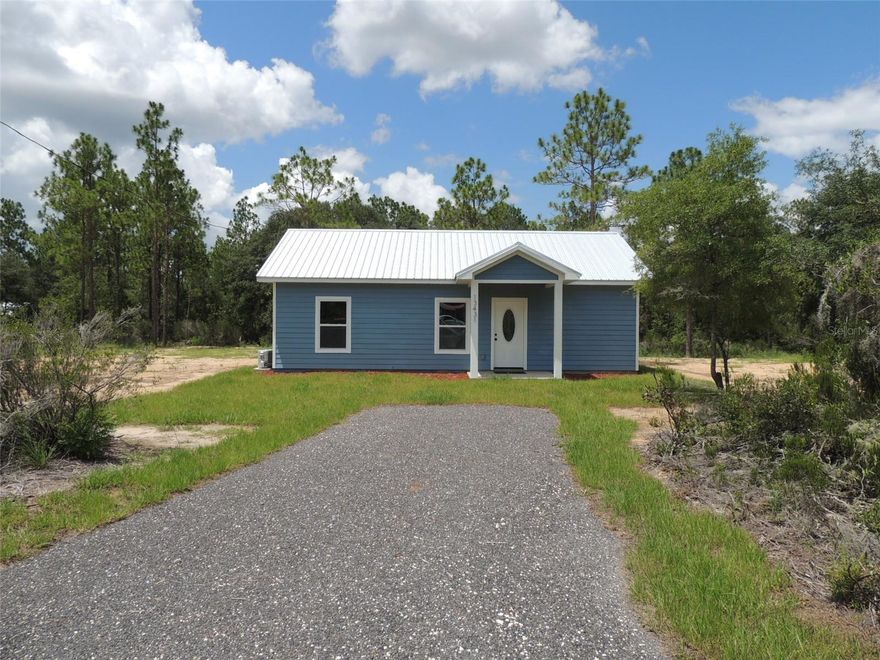 BRAND NEW AND MOVE-IN READY! Centrally located off Highway 27Alt between Williston and Bronson you will find this 1 bedroom, 1 bath home. Nicely situated on a .20 acre lot this home has plenty of great features. Kitchen includes Granite countertops, all wood cabinets, flat-top range, microwave range hood, stainless dishwasher and refrigerator. Bathroom has a custom tiled stall shower and the bedroom has a full length wardrobe closet. Luxury vinyl plank flooring throughout. Two mini-split Heat & A/C units allow separate control of the living area and bedroom. Double pane, insulated windows and a metal roof make the home energy efficient. Full length covered back porch with rustic Pine siding and 2 ceiling fans and laundry/utility room. A portion of the back porch ceiling has been insulated for an additional bedroom.