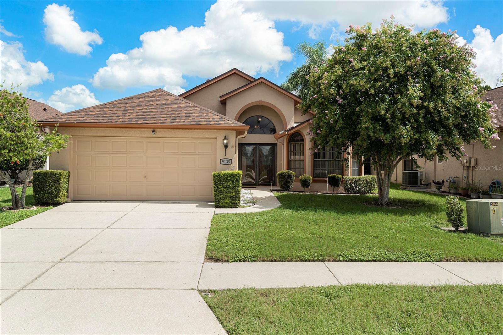 Welcome to this charming home nestled in a quiet and well-kept neighborhood. Ideally located
with quick access to gas stations, groceries, pharmacies, and dining options, this home offers
both comfort and convenience. The nearby Suncoast Parkway ensures an easy commute, with
Tampa just 45 minutes away. Featuring a flexible 3-bedroom layout, the third bedroom can effortlessly serve as a den or home office to suit your needs. The primary suite offers a spacious bathroom with a unique labyrinth- style walk-in shower, dual vanities, and a skylight that fills the space with natural light.
The kitchen and dining nook are open, bright, and functional, offering ample cabinetry and display space above. Step out to the enclosed, covered patio—complete with sliding windows and a traditional exterior door—where you’ll enjoy views of a beautifully maintained green common area. With exceptional community services and low-maintenance living, this home is a true value. Don’t miss your chance to enjoy comfort, quality, and convenience—schedule your private showing today!