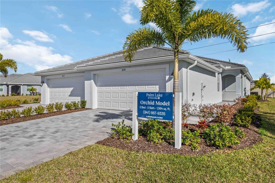 Under Construction. Under Construction. Welcome to Palm Lake at Coco Bay — where contemporary Florida living meets smart design and quality craftsmanship. This Lennar Orchid model is impeccably maintained and thoughtfully appointed for today’s lifestyle. Step inside and be greeted by an expansive open-concept great room that seamlessly connects living, dining, and kitchen — perfect for everyday flow and effortless entertaining. Natural light floods the space, highlighting clean lines and beautiful finishes. Key Features You’ll Love: 2 Bedrooms + Den — Versatile floorplan ideal for guests, home office, or flex space 2 Full Baths — Comfortable, stylish, and functional Open Concept Living — Great flow from kitchen to living and dining areas Solid Surface Countertops — Durable, modern surfaces you’ll enjoy cooking and gathering around Lennar Quality Construction — Built with care and attention to detail throughout Located in the highly sought-after Palm Lake at Coco Bay community — close to shopping, dining, recreation, and all that Florida living has to offer This home is move-in ready, beautifully designed, and priced to attract attention. Ideal for downsizers, first-time buyers, snowbirds, or investors seeking a gem with flexibility and style. Don’t miss out — this Orchid model won’t last long! Pictures are of the model