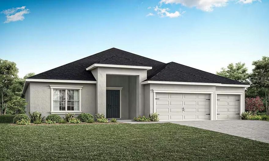 Pre-Construction. To be built. New construction home with 2956 square feet including 5 bedrooms with loft, Mother-in law suite, 3.5 baths, and an open living area. Enjoy an open kitchen with Samsung stainless steel appliances, a walk-in pantry, and a spacious breakfast bar, fully open to the dining café and gathering room. The kitchen, living area, laundry room, and baths include luxury wood vinyl plank flooring, with stain-resistant carpet in the bedrooms. Your owner's suite is complete with a walk-in wardrobe and a private en-suite bath with dual vanities, a tiled shower, garden tub and a closeted toilet. Plus, enjoy a covered lanai, 3-car garage. Custom-fit window blinds, architectural shingles, energy-efficient insulation and windows, and a full builder warranty. “Please note, virtual tour/photos showcases the home layout; colors and design options in actual home for sale may differ. Furnishings and décor do not convey.