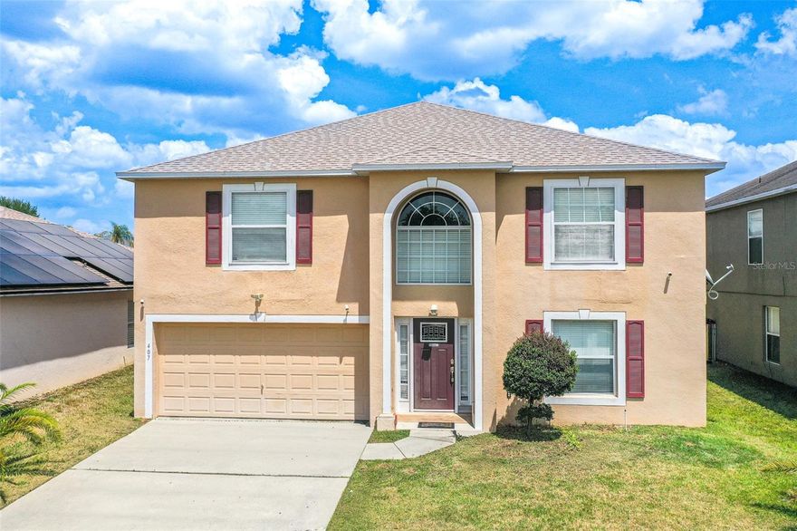 Welcome to this beautifully updated 5-bedroom, 3.5-bath pool home located in the highly desirable Davenport area just 15–20 minutes from Walt Disney World Resort. This fully remodeled property that comes FULLY FURNISHED offers exceptional flexibility as a primary residence, vacation home, or short-term rental investment with proven Airbnb income history.

One of the standout features of this home is the FULLY OWNED SOLAR PANEL SYSTEM, offering excellent energy efficiency and long-term utility savings with no lease or additional payments to assume. Combined with the BRAND NEW high-end Bosch A/C SYSTEM with a 20.5 SEER rating and hybrid 80-gallon water heater, this home was thoughtfully upgraded for comfort, efficiency, and lower operating costs.

The home has been renovated with nearly every major component updated within the last 2 years, offering true move-in-ready convenience and peace of mind. Major improvements include a NEW ROOF installed in 2022, owned double-tank water softener system, recently cleaned ductwork, refrigerator, stove, microwave, dishwasher, washer and dryer, fresh interior and exterior paint, updated fixtures and lighting, and a beautifully redesigned kitchen featuring new cabinetry, countertops, modern finishes, and garbage disposal. The home also features laminate wood flooring and an exterior security camera system already in place.

The spacious floor plan offers 5 bedrooms, including generous living and entertaining spaces ideal for large families or vacation guests. The garage has been converted into a game room complete with its own mini-split A/C system, while still offering the flexibility to easily convert back into a traditional garage if desired.

Step outside to enjoy your private heated chlorine pool installed in 2019, complete with pool alarm system, irrigation, and spacious outdoor living space perfect for relaxing or entertaining year-round.

Currently operating as a successful Airbnb, making this an outstanding investment opportunity in one of Central Florida’s top vacation destinations.

Located in a well-maintained community with low HOA fees, residents enjoy a convenient location close to shopping, dining, golf courses, and everyday conveniences. Nearby attractions include ChampionsGate, Posner Park, ESPN Wide World of Sports Complex, and major highways including I-4 providing easy access to Orlando, Kissimmee, Universal Orlando Resort, and both Florida coasts. This move-in-ready property offers the perfect combination of modern upgrades, resort-style living, and strong investment potential.