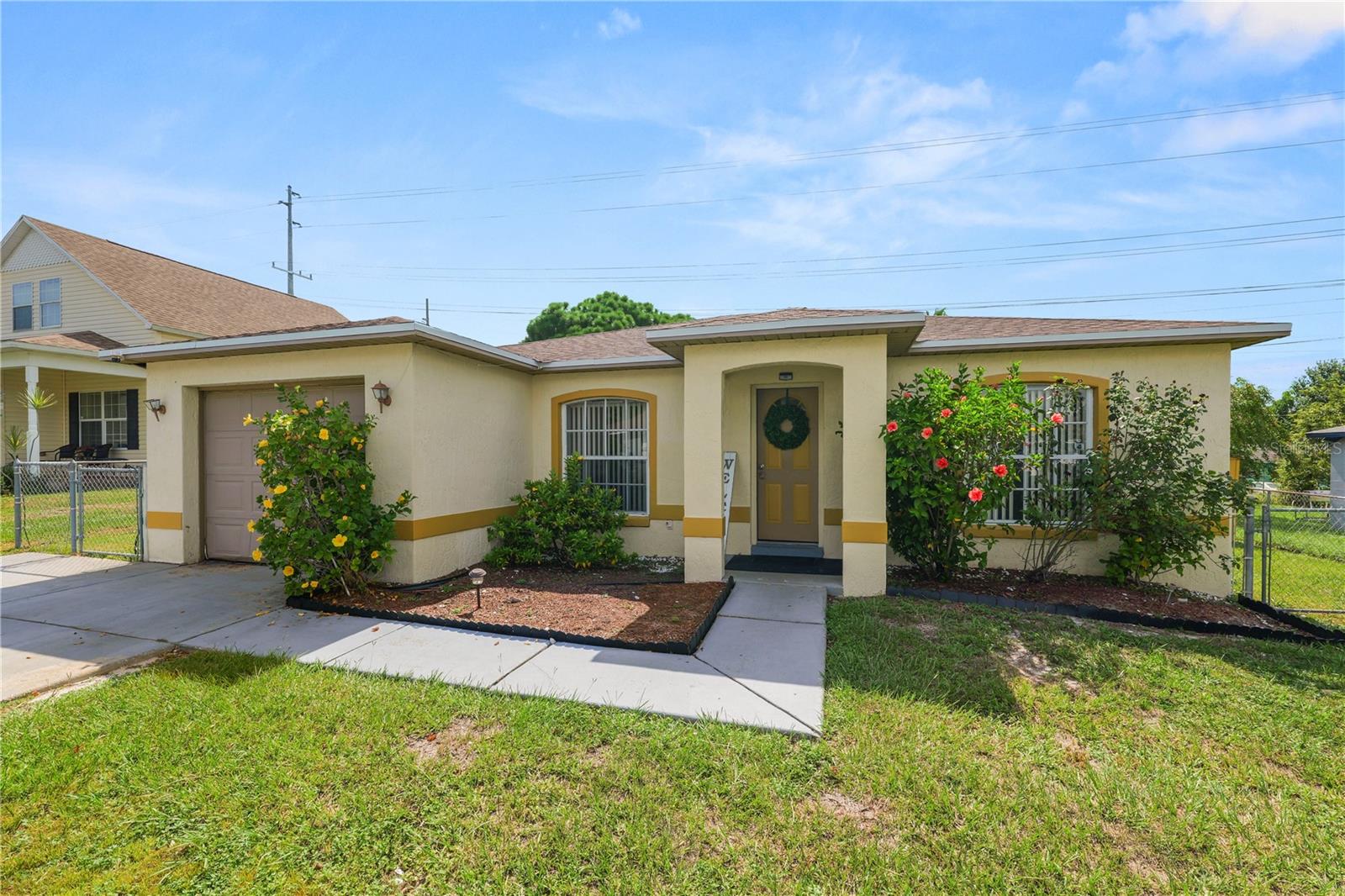 Welcome to this beautifully maintained 3-bedroom, 2-bathroom home with bonus room featuring a desirable split floor plan and inviting open layout, perfect for both everyday living and entertaining. NO HOA! The roof was replaced in 2019. The spacious living room features vaulted ceilings and sliding doors to your backyard. The spacious eat-in kitchen with updated backsplash offers ample counter space, a closet pantry and natural light—ideal for casual meals or hosting guests. Enjoy the flexibility of a bonus room, perfect for a home office, den, or playroom. The private primary suite is thoughtfully separated from the additional bedrooms, providing a peaceful retreat and features an en-suite with a single sink vanity and tub/shower combo with tile surround. The remaining two bedrooms located on the opposite side of the home are spacious and share the main hall bathroom featuring a large vanity and tub/shower combo with tile surround. The washer and dryer in the garage convey with the home. Step outside to a large privacy fenced-in backyard complete with a patio, ideal for barbecues, outdoor gatherings, or simply relaxing in your own private oasis.
Conveniently located near schools, parks, shopping, and dining, this home offers both comfort and versatility. Don’t miss this opportunity to own a move-in ready home with space to live, work, and play!