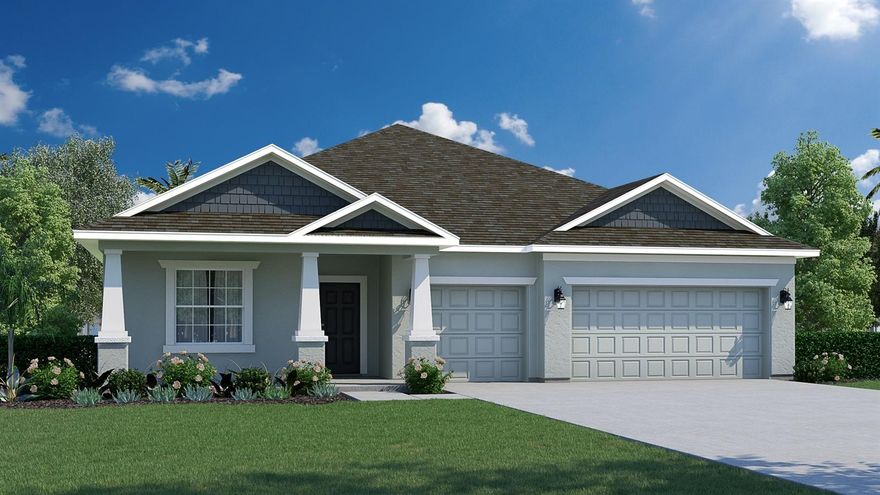 Under Construction. 4 bedrooms with a den/office, Tile through out the entire house. Upgrades includes Blinds, garage door opener, refrigerator and tile in showers. Impressive Cornerstone Series with so many included features.  The Sanibel offers impressive exteriors offer concrete block with decorative textured finish, hurricane rated engineered wood trusses, dimensional shingles and outdoor patio.  Beautiful 9’4” plate height ceilings with knockdown texture, deluxe kitchens with luxury cabinets 7 quartz countertops.  Home includes one full year of transferable warranty coverage and a 10 year Limited Structural Warranty.  Energy smart features throughout this stunning quality-built home.