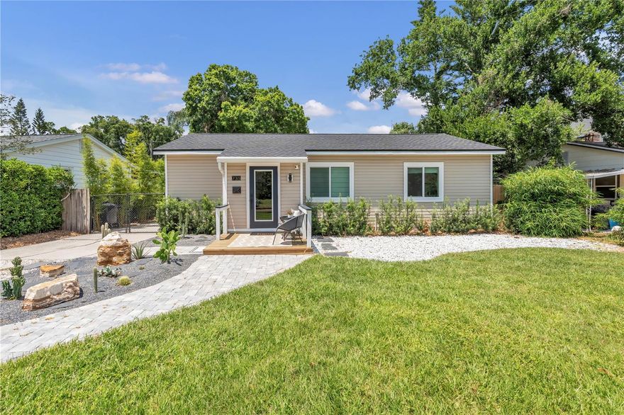 Fully renovated and truly turnkey, this move-in ready Allendale home blends high end design with major updates and smart home features throughout. This 3-bedroom, 2-bathroom home offers a rare open-concept layout, with en-suite bathrooms, premium finishes and thoughtful upgrades, giving the home a bright, connected feel. The kitchen was designed with both style and everyday use in mind, featuring a Café dual sink with built-in accessories and glass rinser, a convection cooktop, and a recessed vent dual motor hood. A workstation sink with built-in accessories and glass rinser adds convenience, along with custom shaker cabinets and a 2025 pantry storage. Major updates include a new roof (2025), all new HVAC ductwork (2025), updated electrical panel, custom shaker cabinets and quartz countertops, fresh paint, and recessed lighting with updated fixtures. Smart home features include automated blackout Roman shades and Yale smart locks. The home also features luxury vinyl plank flooring (2024), fresh paint, and recessed lighting with updated fixtures. The attic is ventilated with a solar-powered fan, and bathroom exhaust has been properly vented to the exterior. Inside, you’ll find maple hardwood floors throughout, new interior doors and hardware, fresh paint, and recessed lighting with updated fixtures. Smart home features include automated blackout Roman shades and Yale smart locks. One bedroom also includes a hidden Murphy door for added character and flexibility. Outside, the home offers a private, well-designed space with premium landscaping, five fruit trees, new paver walkways (2024), and a cedar pergola (2025). There’s also a detached garage with a new roof, a backyard storage shed, and a long private driveway with no street curb parking. Additional features include a separate laundry room and a 220V EV charging hookup. No flood insurance is required, and a wind mitigation report is on file, contributing to an annual insurance premium of approximately $2,500. Located in the highly sought-after Allendale neighborhood of St. Petersburg, this home offers an exceptional opportunity for buyers seeking a fully updated property that blends style, quality, and functionality. Thoughtful upgrades throughout provide lasting value and peace of mind for years to come.