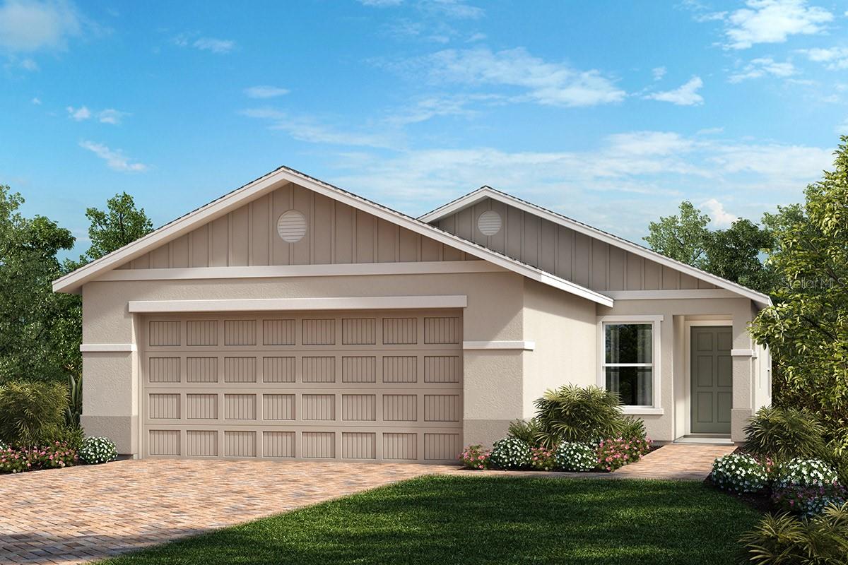 Under Construction. This charming, single-story home showcases an open floor plan with tile flooring and volume ceilings. Enjoy the convenience of a dedicated laundry room. The stylish kitchen boasts Whirlpool® stainless steel appliances, an island, a Moen® chrome faucet, a Kohler® sink, walk-in pantry, granite countertops and 36-in. upper cabinets. The primary suite features a tray ceiling, walk-in closet and connecting bath that includes a dual-sink vanity, linen closet and walk-in shower. Outdoors, the covered back patio provides a quiet spot to unwind or entertain with ease.