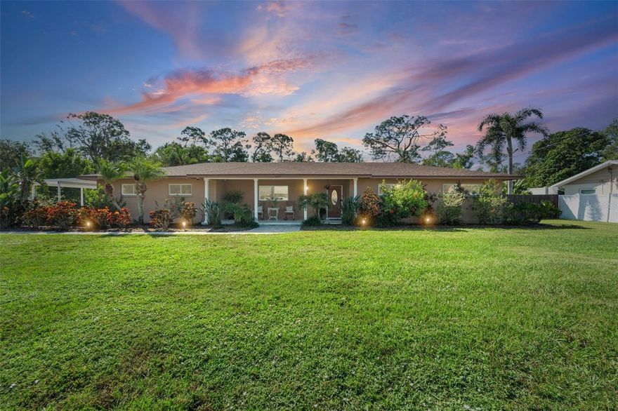 Your peaceful Bradenton retreat awaits! Set on a rare half-acre lot, this beautifully maintained 3-bedroom, 2-bath pool home offers space, privacy, and effortless Florida living. With no neighbors behind you, you’ll enjoy a sense of peace and seclusion while still being minutes from everything.

Inside, you’ll find a bright, open floor plan with neutral tones, and abundant natural light. The spacious kitchen features elegant custom cabinetry, granite countertops, and stainless-steel appliances perfect for the home chef. The living and dining areas flow to the covered lanai and pool area for easy entertaining.

The primary suite opens directly to the pool and patio, creating a true indoor-outdoor experience. Step outside to your private backyard oasis featuring a sparkling pool, paver patio, lush tropical landscaping, and even an outdoor shower, ideal for rinsing off after a swim or day at the beach.

Recent updates include a newer roof, impact doors and windows, offering peace of mind and energy efficiency. There’s plenty of room for all your toys, with space to park an RV, boat, or trailer, a two-car garage, covered carport, and storage shed.

With no HOA, this home is perfect for full-time residents, investors, or snowbirds looking for a quiet winter escape. Just minutes to downtown Bradenton, shopping, dining, and a short drive to Anna Maria Island’s world-famous beaches, this property truly offers the best of space, style, and serenity.