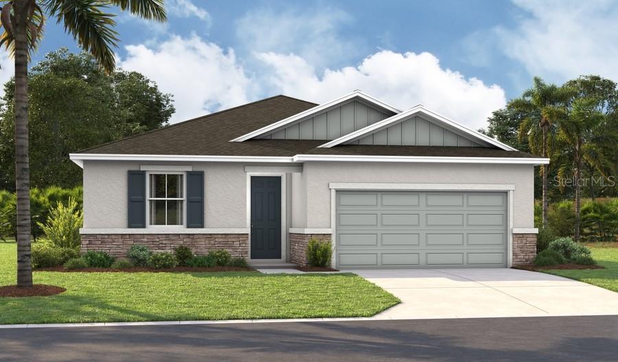 Under Construction. This beautiful Tarragon floorplan boasts an upgraded "B" elevation and features an eye-catching 8' exterior doorway. The kitchen is highlighted by well-appointed quartz countertops, upgraded 42" cabinets, and a stainless GE dishwasher, microwave, and stovetop. Contemporary 7"x22" wood grain tile adorns the entry way, great room, kitchen, and bathrooms! You'll enjoy Florida living at its finest with double sliding doors which open to an upgraded, extended covered lanai. Smart thermostat, deadbolt, garage opener, and video doorbell highlight this chic slate plan you're sure to love! * SAMPLE PHOTOS Actual homes as constructed may not contain the features and layouts depicted and may vary from image(s). **Options may vary by community, so see your sales associate for details. These offers are available for select homes on a first-come, first-served basis.