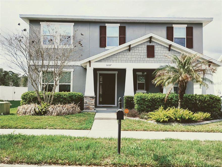 Welcome to this beautiful five-bedroom, three-and-a half bath home located in the desirable Avalon community. As you enter the foyer, you're greeted by an open and inviting layout with french doors leading to a private office. The home features a formal dining room with a convenient walk-through butler's pantry that connects to the expansive, modern kitchen and spacious living area, all designed with an open concept and abundant natural light. This space is perfect for entertaining, with easy access to the screened-in lanai and fenced backyard that overlooks a peaceful conservation area. Upstairs, the main living area includes three bedrooms, the primary suite featuring double vanities and a walk-in shower, along with a versatile bonus room that could be used as a playroom. A separate staircase leads to a private in-law suite complete with a full bath and walk-in closet. The home also offers a laundry room with a large utility sink, a two-car garage and a driveway with extra parking. Relax on the front porch and enjoy the beautiful Florida weather. Conveniently located near I-75, hospitals, restauarants, and shopping.